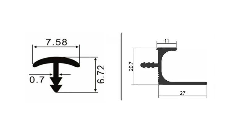 aluminium inlay profile drawing