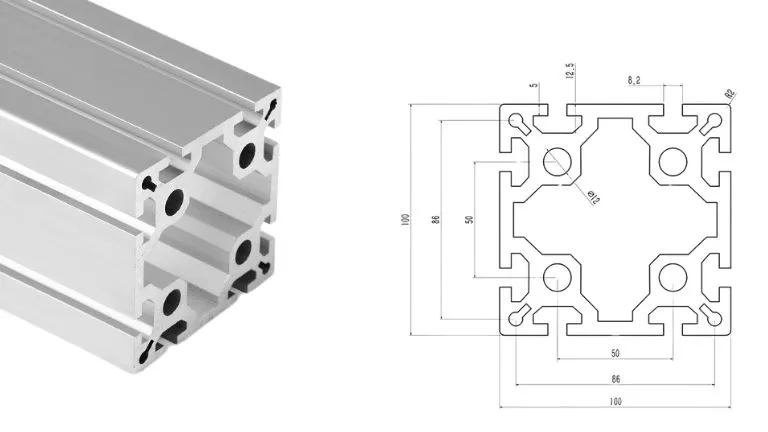 aluminum T-slot 100100 B