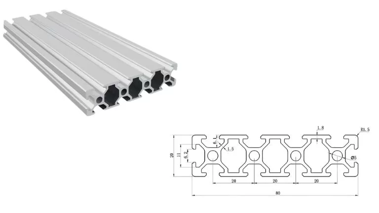 aluminum T-slot 2080