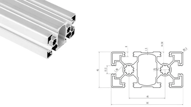 aluminum T-slot 4590 A