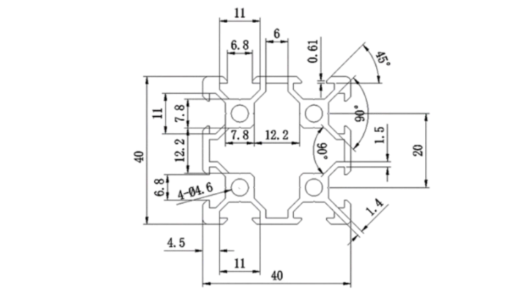 V-Slot 4040 drawing